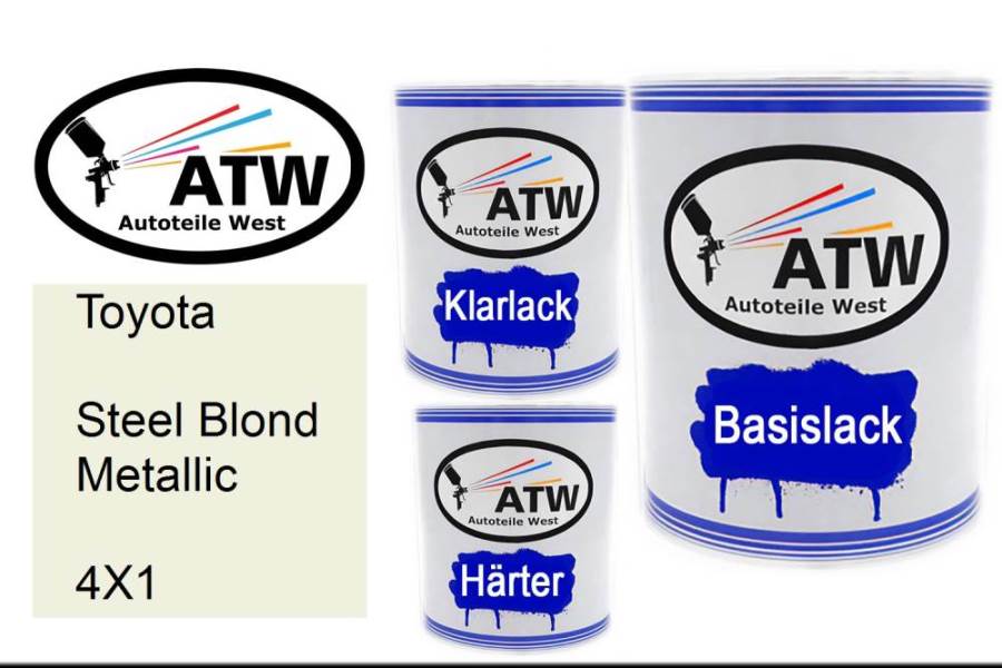 Toyota, Steel Blond Metallic, 4X1: 1L Lackdose + 1L Klarlack + 500ml Härter - Set, von ATW Autoteile West.